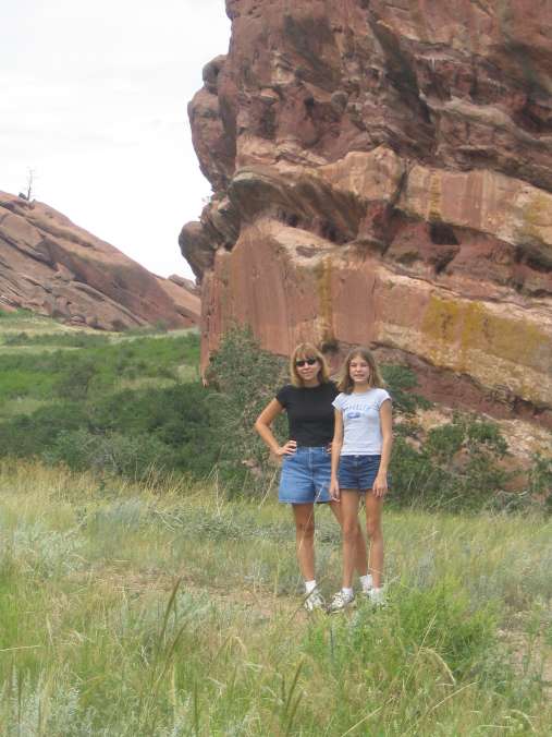 two hikers on trail at Red Rocks